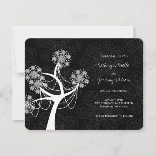 Winterhochzeit der Blume Snow Save the Date Einladung (Vorderseite)