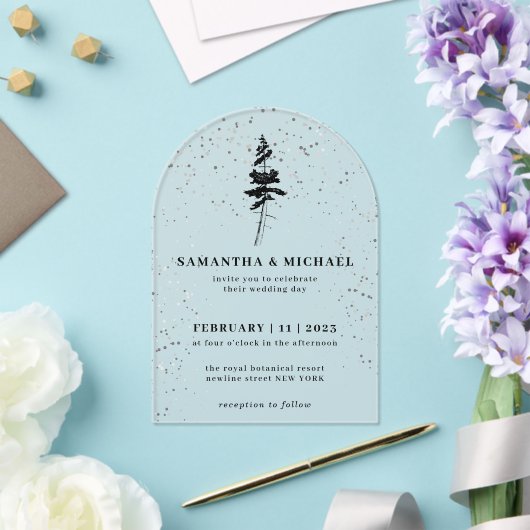 Winterhochzeit der Pine Forest Acryleinladungen (Insitu (Hochzeit))