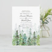 Winterhochzeit der Pinienbäume Einladung (Stehend Vorderseite)