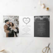 Winterhochzeit dunkelgrau mistletoe botanisch dreifach-gefaltete programmkarte (Innenseite)