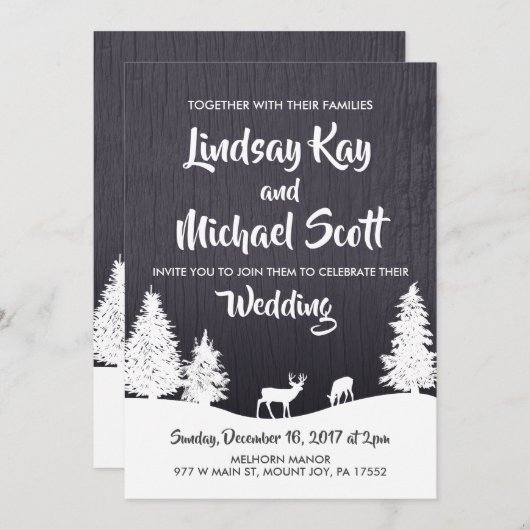 Winterhochzeit Einladung (Vorne/Hinten)