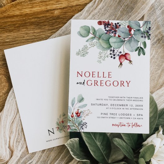 Winterhochzeit Einladung Eukalyptus Botanisch