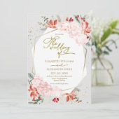 Winterhochzeit Einladung Gilded Watercolor Floral (Stehend Vorderseite)