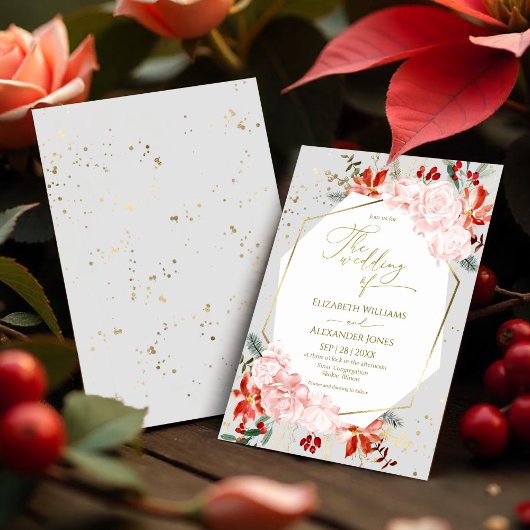 Winterhochzeit Einladung Gilded Watercolor Floral