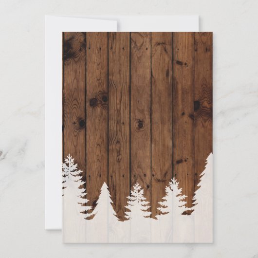 Winterhochzeit Einladung Waldbaum Rustikal (Rückseite)