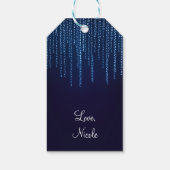 Winterhochzeit Elegante Blaue Lichter Geschenkanhänger (Rückseite)
