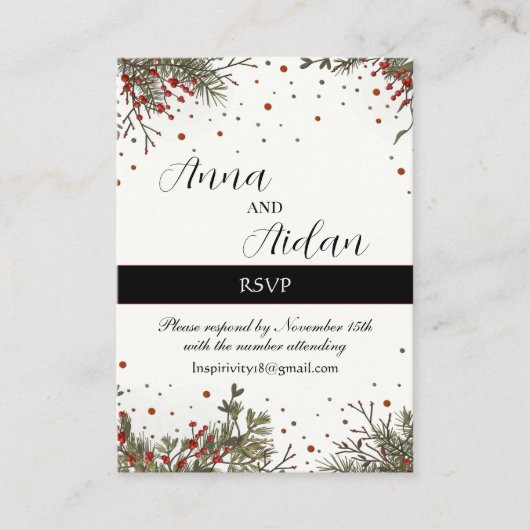 Winterhochzeit Elegante Inspirivity Moderne UAWG Begleitkarte (Vorderseite)