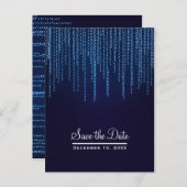 Winterhochzeit Elegantes blaues Licht Save the Dat Ankündigungspostkarte (Vorne/Hinten)