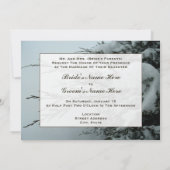 Winterhochzeit Evergreen Baum mit Schnee Einladung (Rückseite)