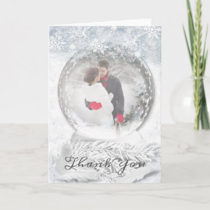 Winterhochzeit Foto Dankeschön Karte