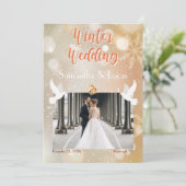 Winterhochzeit - Foto-Hochzeit Einladung (Stehend Vorderseite)
