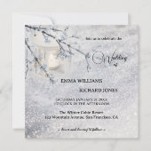 Winterhochzeit-Foto in glühender Snow Lantern Einladung (Vorderseite)