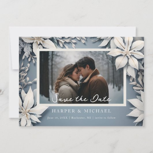 Winterhochzeit Foto Save the Date Einladung (Vorderseite)