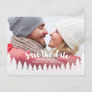 Winterhochzeit Foto Save the Date Postkarte