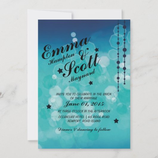 Winterhochzeit funkelnd Sterne Einladung (Vorderseite)