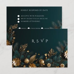 Winterhochzeit Goldene Zapfen Goldene Nadeln RSVP Karte