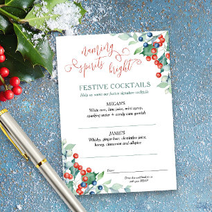 Winterhochzeit Holly-Beeren Signature-Cocktails Begleitkarte