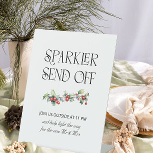 Winterhochzeit Holly Sparkler Abschiedsschild Sockelschild
