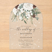 Winterhochzeit im Evergreen Arch Acryleinladungen (Vorderseite)