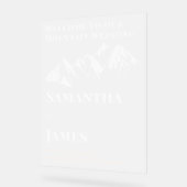 Winterhochzeit im Gebirge Willkommen Mattiert Acrylschild (Winkel)