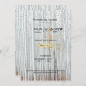 Winterhochzeit im Wald der Weißen Birke Einladung (Vorne/Hinten)