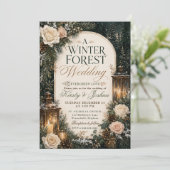 Winterhochzeit im Wald Einladung (Stehend Vorderseite)
