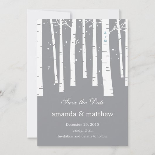 Winterhochzeit im Wald - Save The Date Karten (Vorderseite)