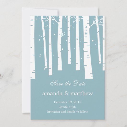 Winterhochzeit im Wald - Save The Date Karten (Vorderseite)