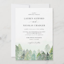 Winterhochzeit im Watercolor Snowy Woodland Einladung