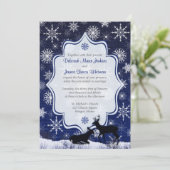 Winterhochzeit | IMITATE Burlap, Schneeflocken, Hi Einladung (Stehend Vorderseite)
