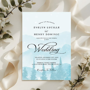 Winterhochzeit in den schneebedeckten Pinienwälder Einladung