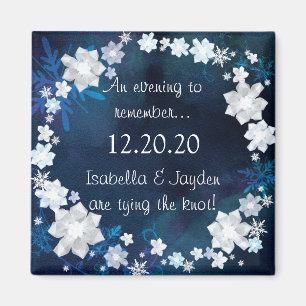 Winterhochzeit in Glitzy Floral Magnet