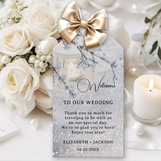 Winterhochzeit in glühender Schneezeit Geschenkanhänger