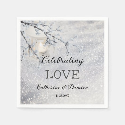 Winterhochzeit in glühender Schneezeit Serviette (Vorderseite)