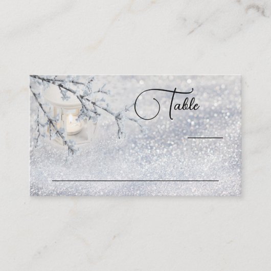 Winterhochzeit in glühender Snow Lantern Platzkart Platzkarte (Vorderseite)