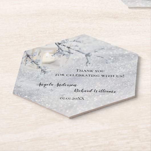 Winterhochzeit in glühender Snow Lantern Untersetzer (angewinkelt)