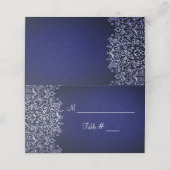 Winterhochzeit in Navy Blue und White Damask Platzkarte (Außenseite Aufgefaltet)
