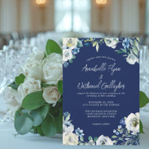Winterhochzeit in Navy Blue White Floral Handschri