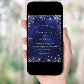 Winterhochzeit in Navy-Silber-Glitzer Einladung