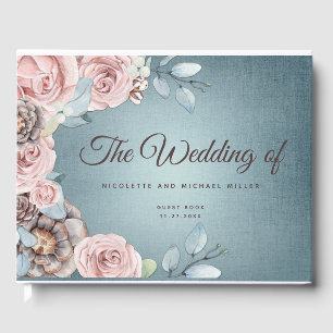 Winterhochzeit in trostfreiem Blau und Weideland Gästebuch
