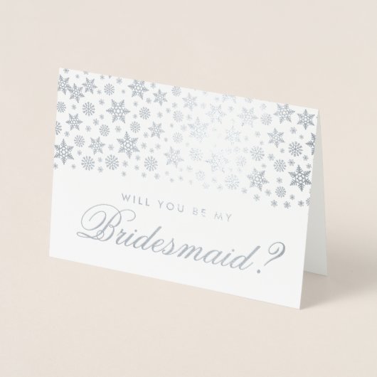 Winterhochzeit ist meine Bridesmaid Silberschneefl Folienkarte (Vorderseite)