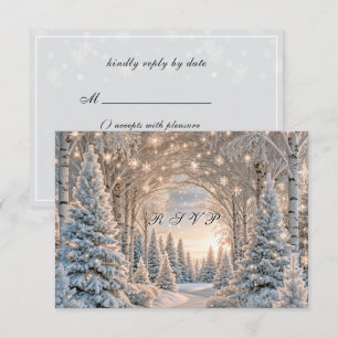 Winterhochzeit Kiefern Schneeflocken Schöne Lichte RSVP Karte