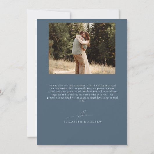 Winterhochzeit | Kiefernwald Rustikale Berge Dankeskarte (Rückseite)