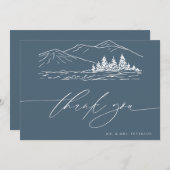 Winterhochzeit | Kiefernwald Rustikale Berge Dankeskarte (Vorne/Hinten)