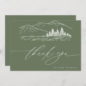 Winterhochzeit | Kiefernwald Rustikale Berge Dankeskarte (Vorne/Hinten)