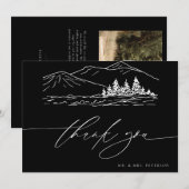 Winterhochzeit | Kiefernwald Rustikale Berge Dankeskarte (Vorne/Hinten)