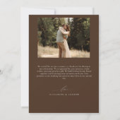 Winterhochzeit | Kiefernwald Rustikale Berge Dankeskarte (Rückseite)