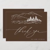 Winterhochzeit | Kiefernwald Rustikale Berge Dankeskarte (Vorne/Hinten)