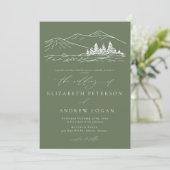 Winterhochzeit | Kiefernwald Rustikale Berge Einladung (Stehend Vorderseite)