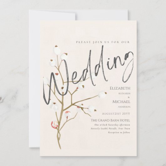 Winterhochzeit laden Willow Print oder Digital ein Einladung (Vorderseite)